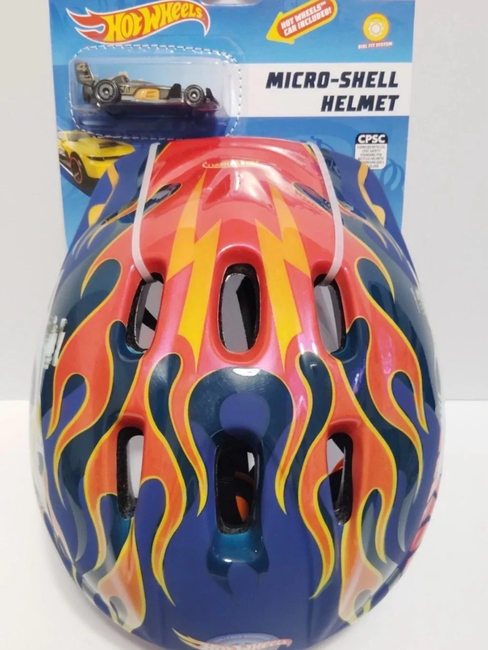 Hot Wheels Kids Helmet with Blue, Red & Yellow Flame Design